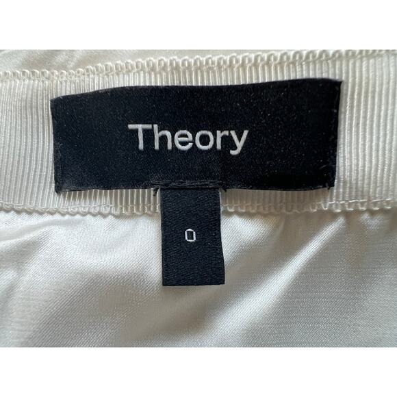 THEORY WOMENS SIZE 0 SLICE POCKET MID RISE MINI WHITE FLUID SEQUINS NEW - Picture 4 of 15